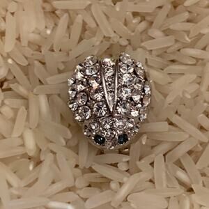 Silver Itty Bitty Bug Brooch with Crystals